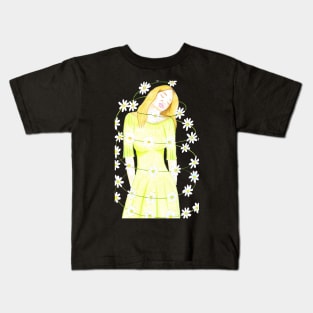 Dancing with the Daisies- Dark Blue Kids T-Shirt